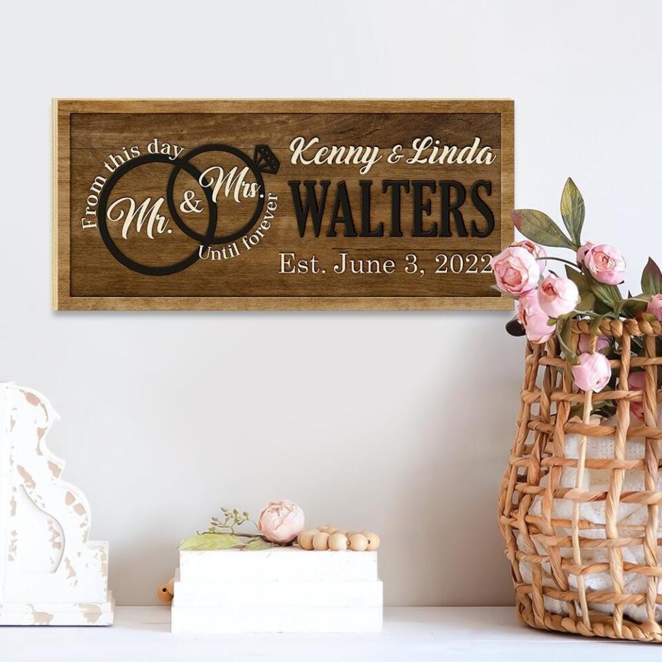 Couple Wooden Sign From This Day Until Forever - Personalized Rectangle Wooden Sign