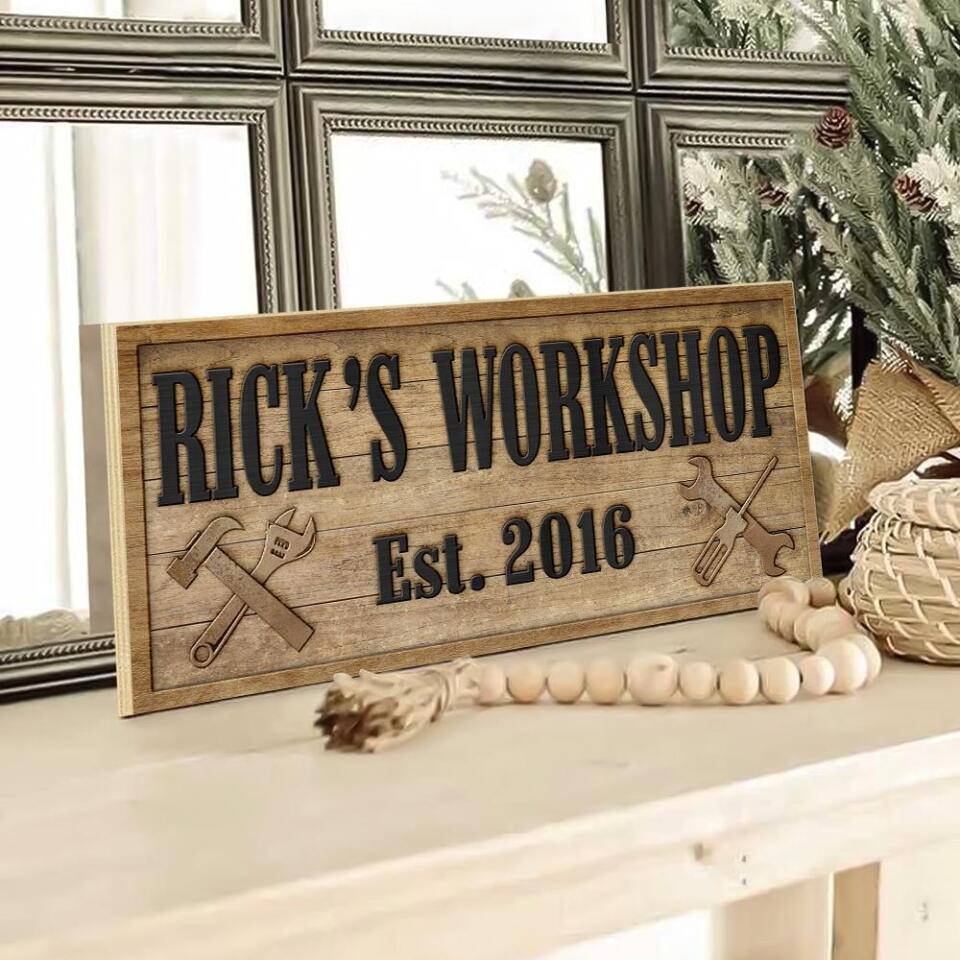 Basement Workshop Custom Wooden Sign Birthday Gift For Him
