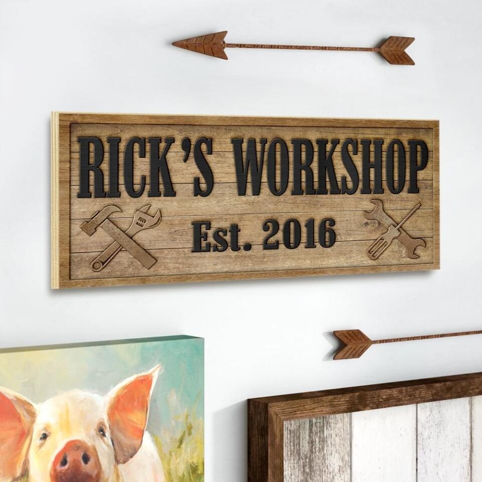 Basement Workshop Custom Wooden Sign Birthday Gift For Him