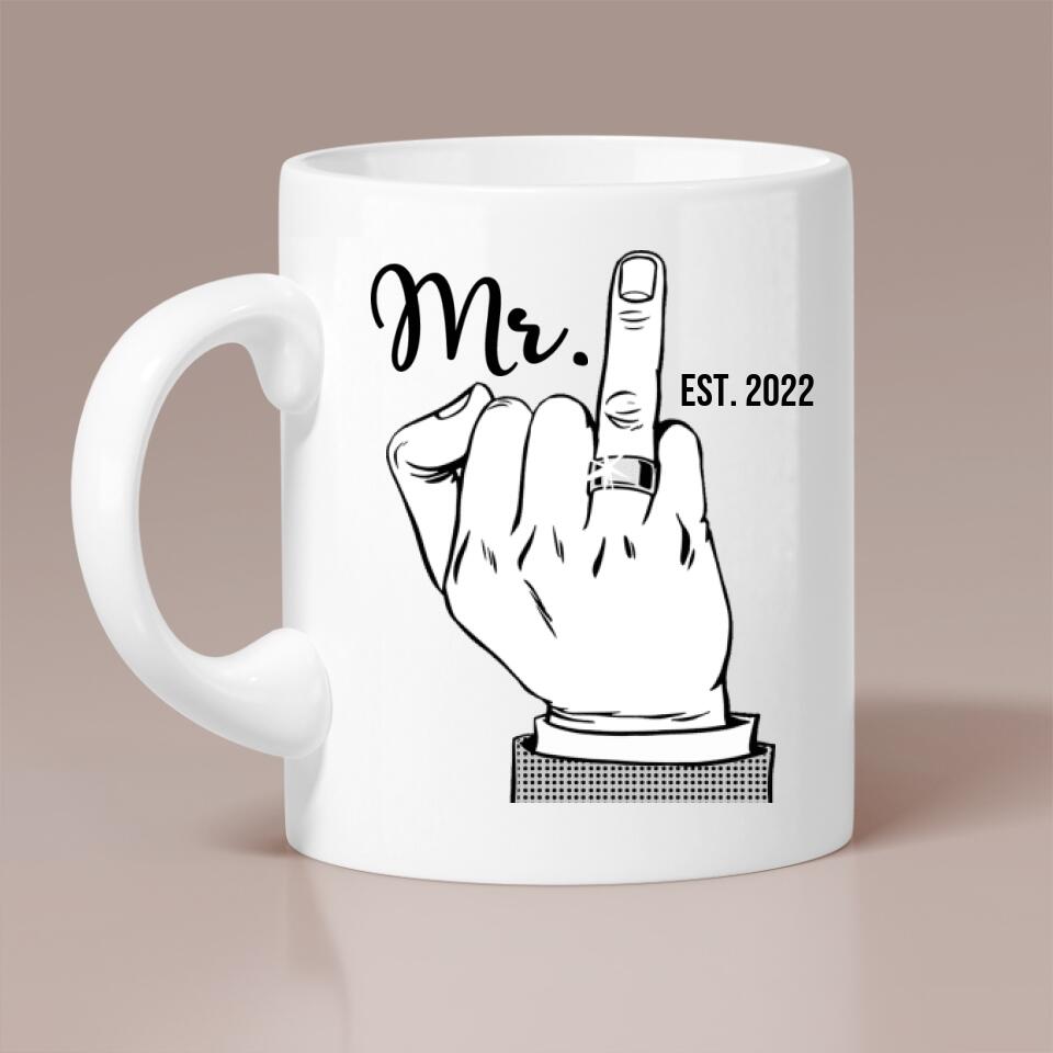 Mr And Mrs Wedding Ring Hand And Finger Custom Mug Wedding Gift