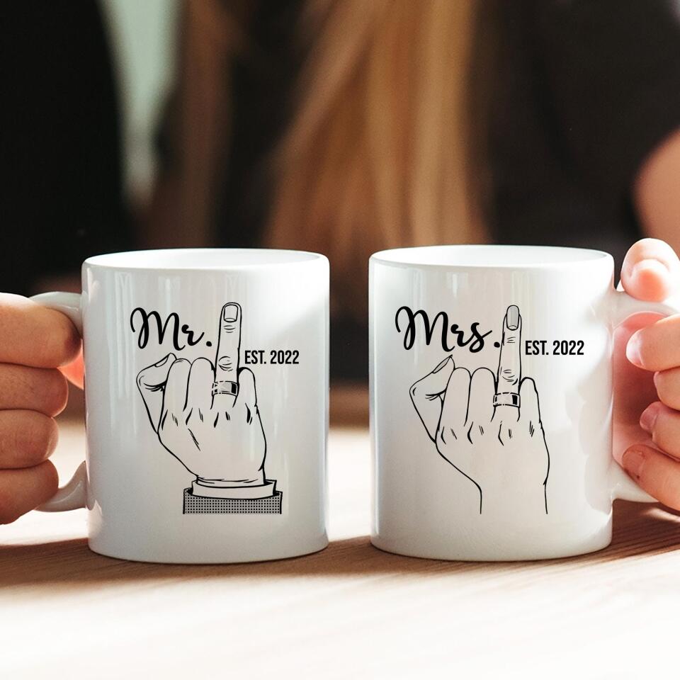 Mr And Mrs Wedding Ring Hand And Finger Custom Mug Wedding Gift
