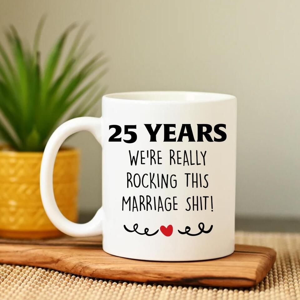 We're Really Rocking This Marriage - Personalized White Mug
