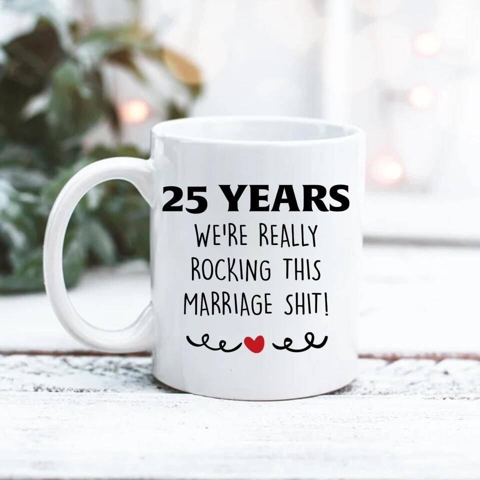 We're Really Rocking This Marriage - Personalized White Mug