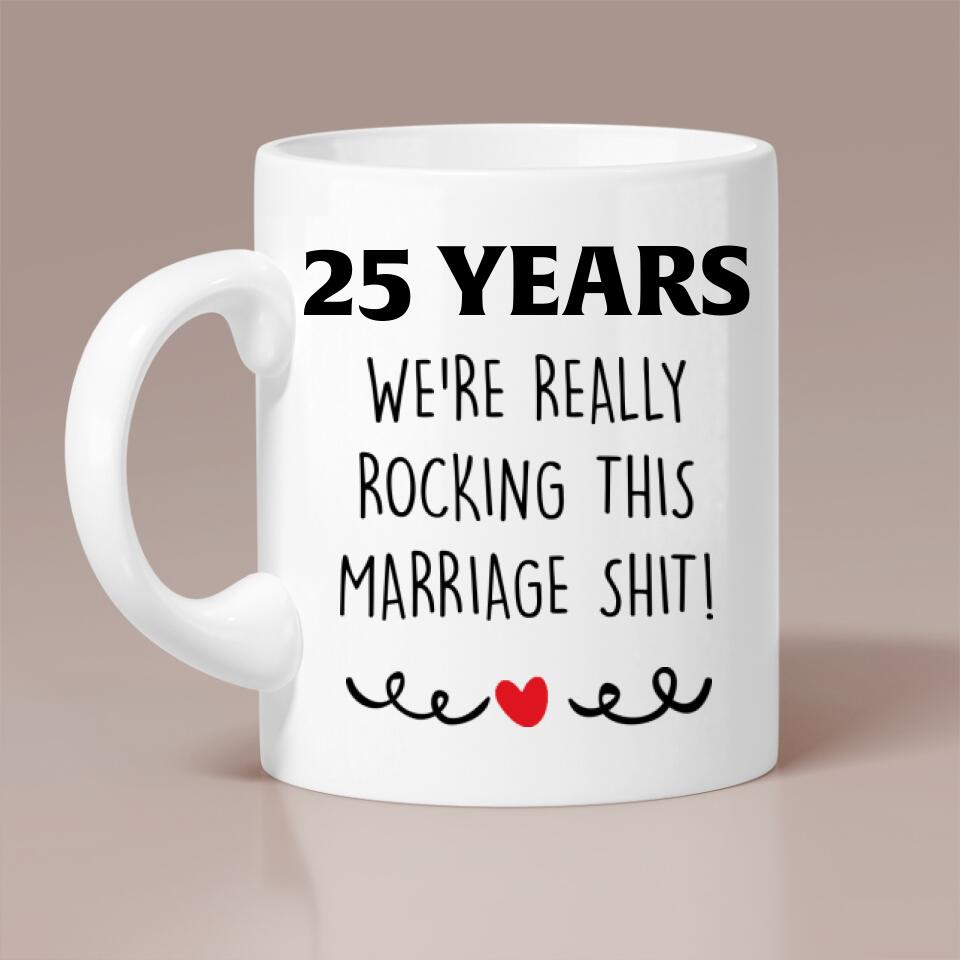 We're Really Rocking This Marriage - Personalized White Mug