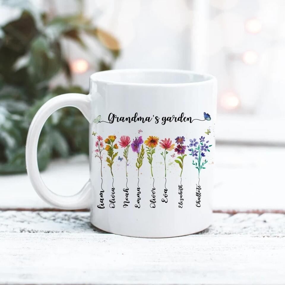 Flower Style Grandma's Garden Custom Mug Gift For Grandma