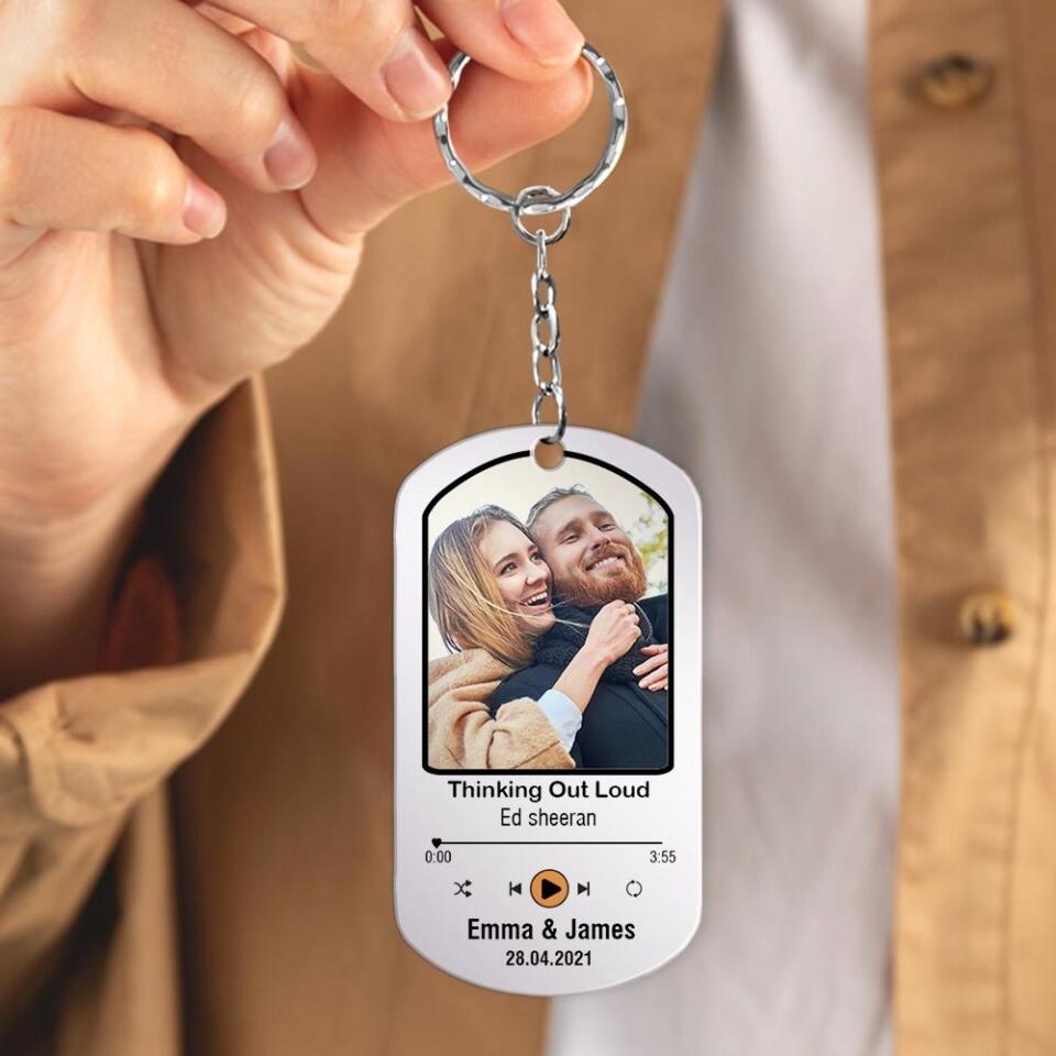 Happy Couple With Song- Best Gift For Wedding Anniversary Stainless Steel Keychain- 208IHPTHKC014