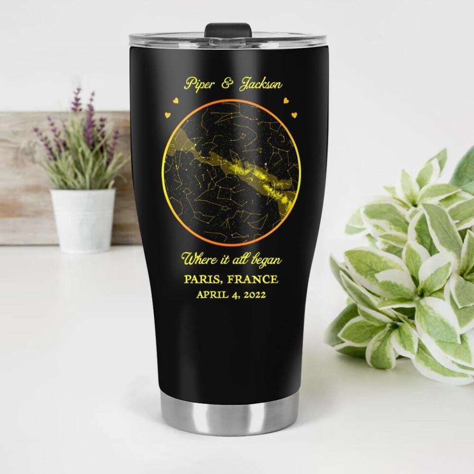 Where It All Began - Custom Tumbler Star Map - Anniversary Gift