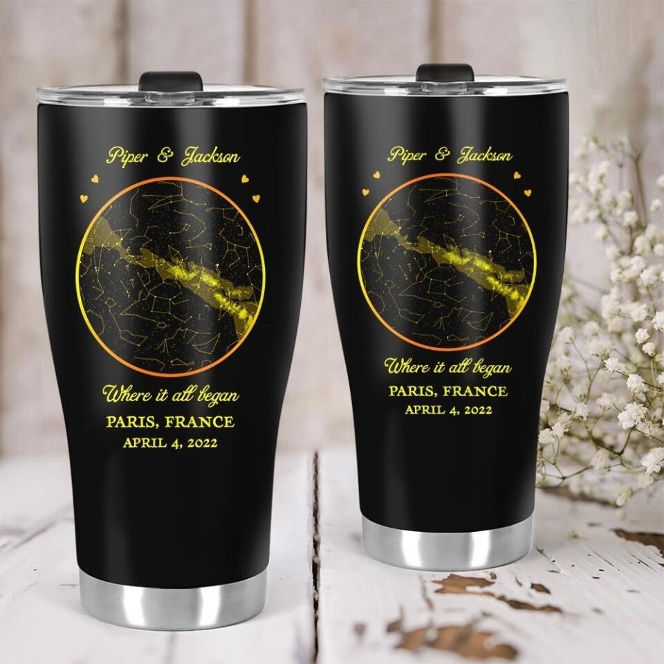Where It All Began - Custom Tumbler Star Map - Anniversary Gift