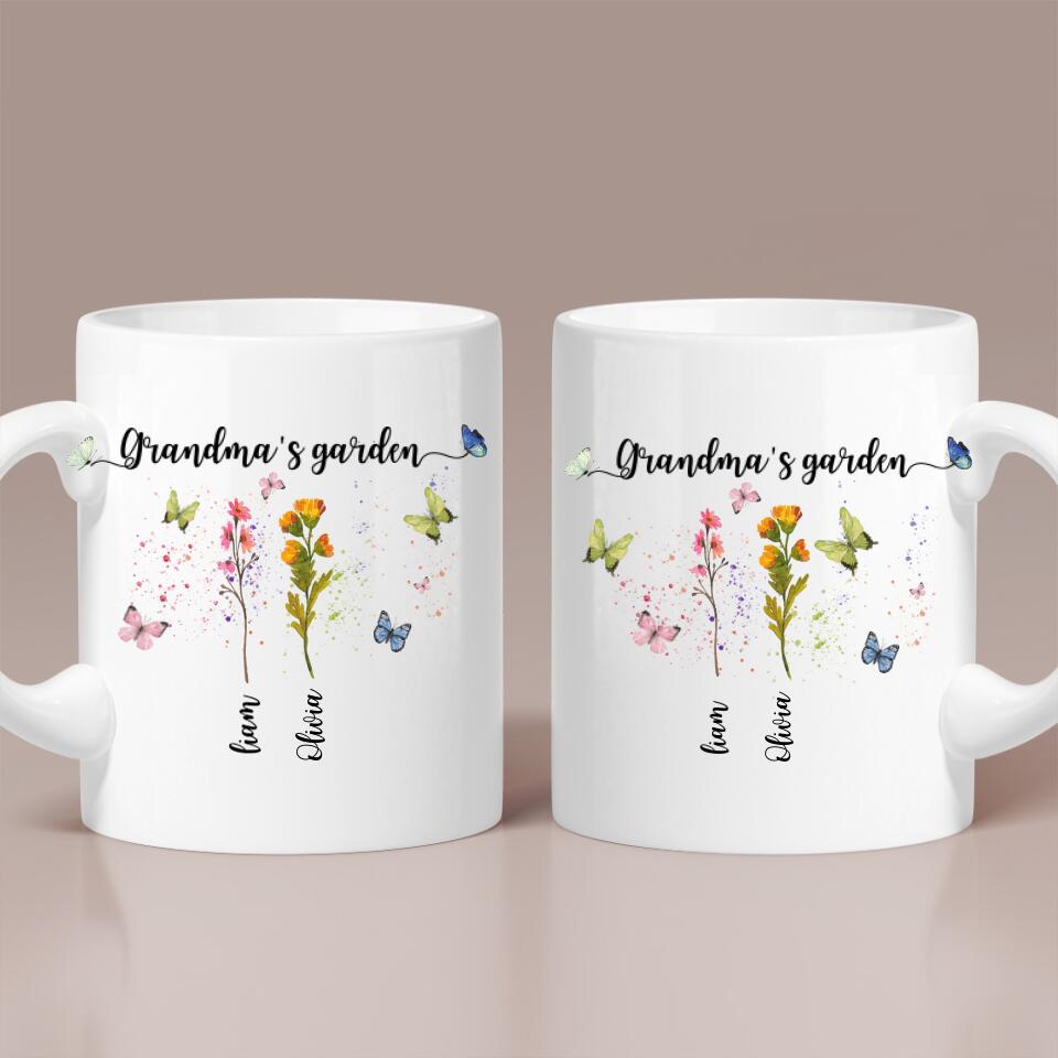 Flower Style Grandma's Garden Custom Mug Gift For Grandma