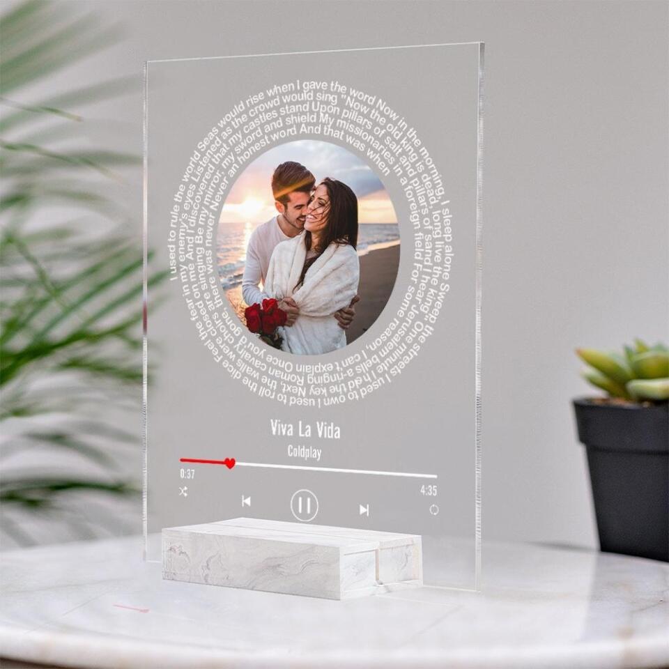 Happy Couple With Song Lyrics - Personalized Acrylic Plaque - Gift For Couple On Anniversary
