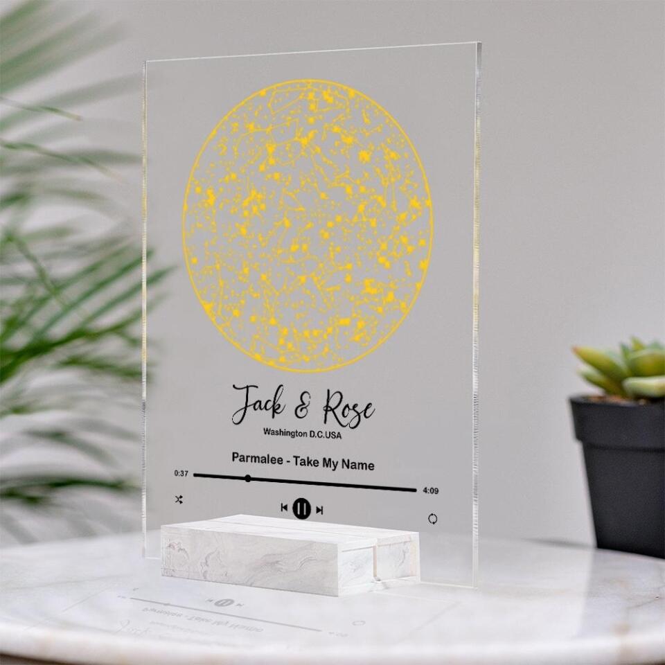 Personalized Star Map With Favorite Song Acrylic Plaque - Custom Couple Gift - Anniversary, Valentine Gifts