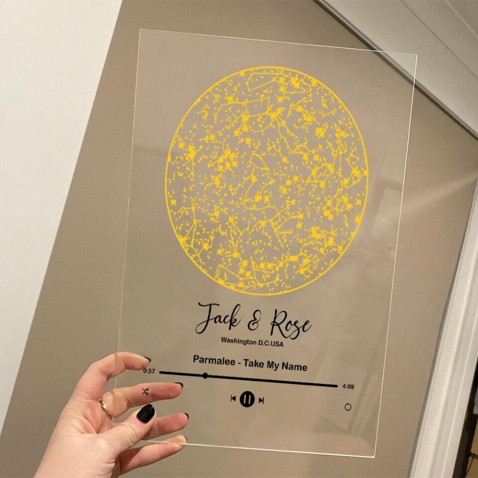 Personalized Star Map With Favorite Song Acrylic Plaque - Custom Couple Gift - Anniversary, Valentine Gifts