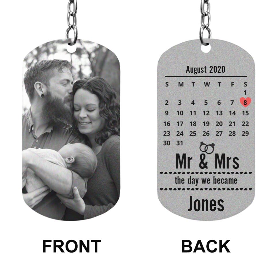 Mr &amp; Mrs. The Day We Became  - Best Gift For Wedding Anniversary - Personalized Keychain - 208IHPTHKC002
