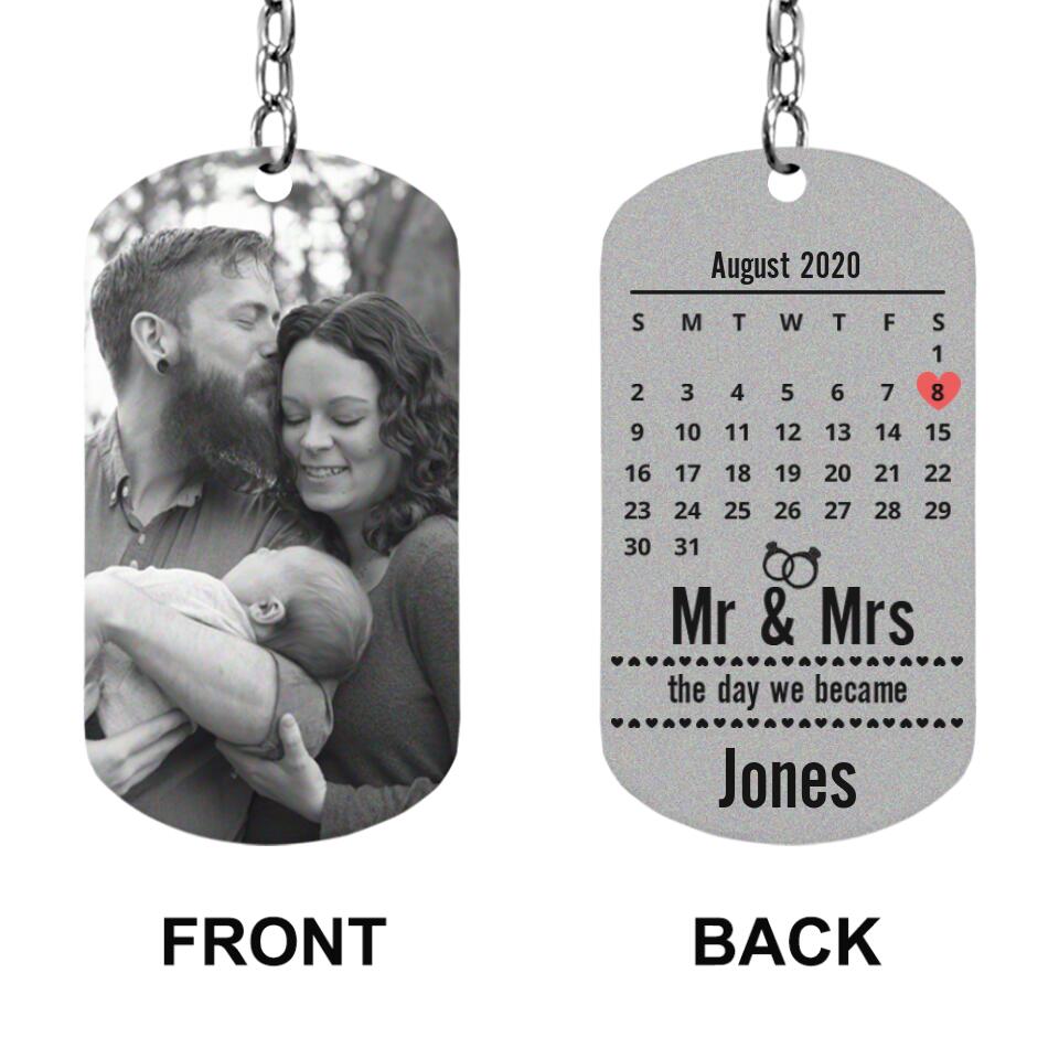 Mr & Mrs, The Day We Became  - Personalized Keychain - Gift For Wedding Anniversary