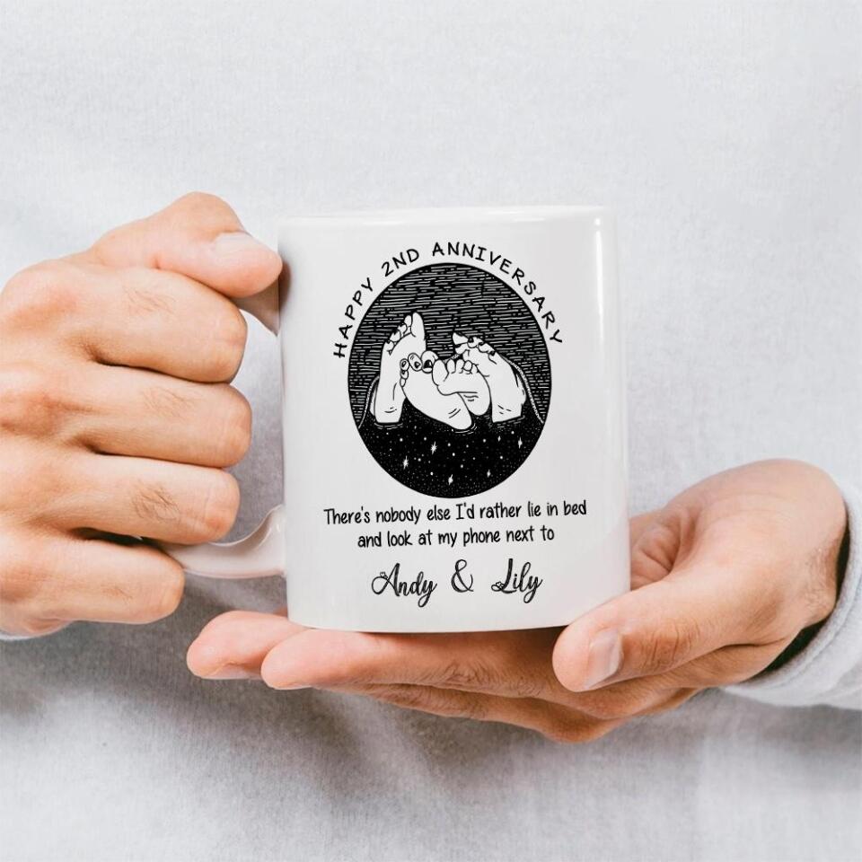 Happy 2nd Anniversary Couple Feet Personalized White Mug Anniversary Gift