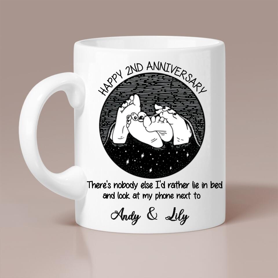 Happy 2nd Anniversary Couple Feet Personalized White Mug Anniversary Gift