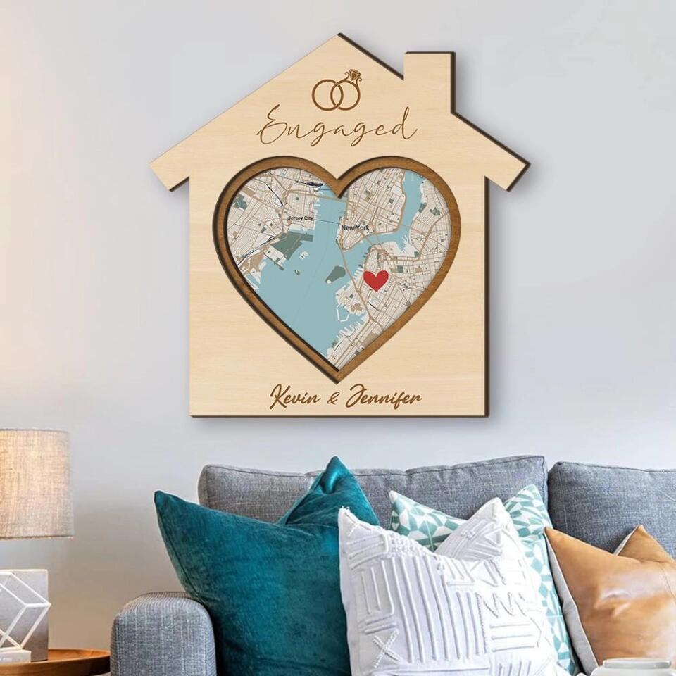 Couple Wooden Sign Family Couple Personalized 3 Layered Wooden Art