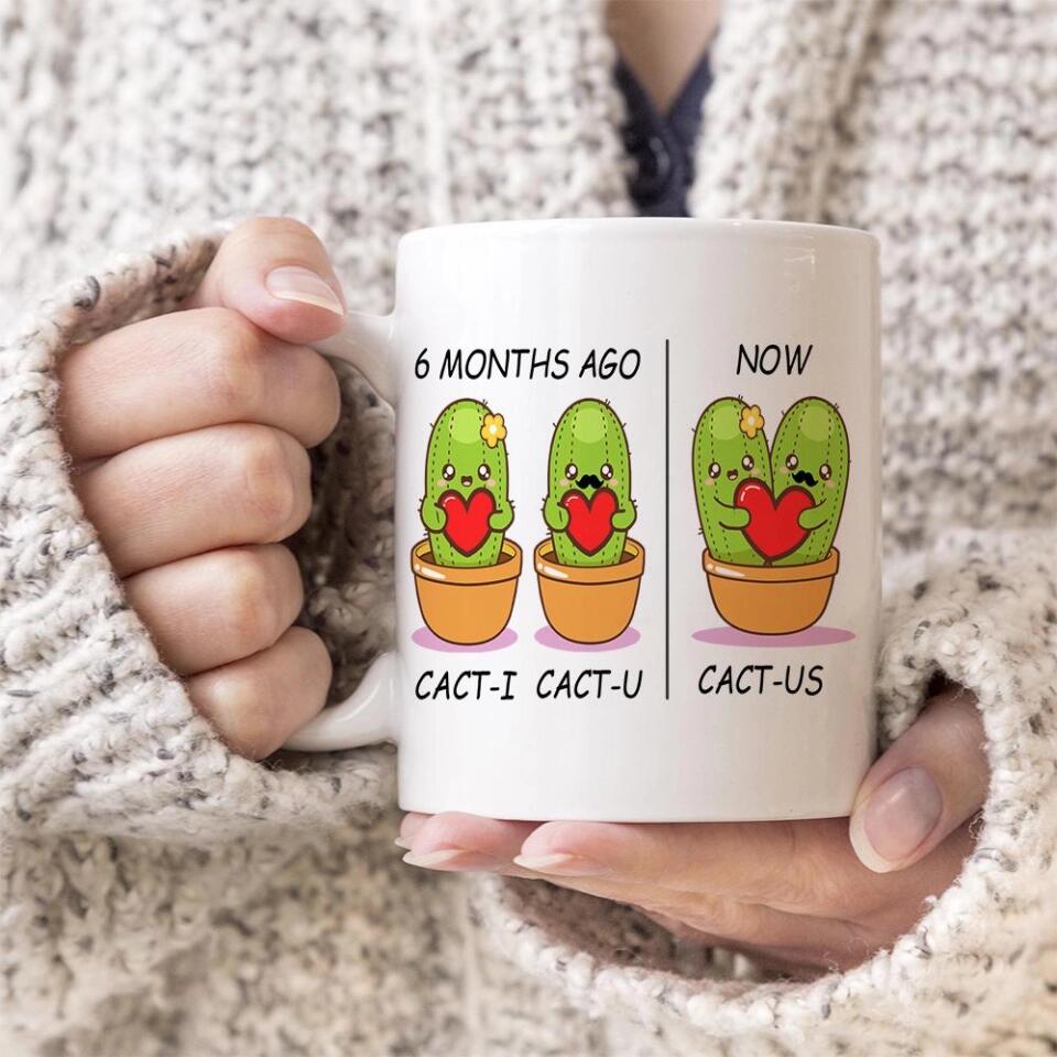 Cute Cactus Couple Cactus Custom Mug Anniversary Gift For Couple