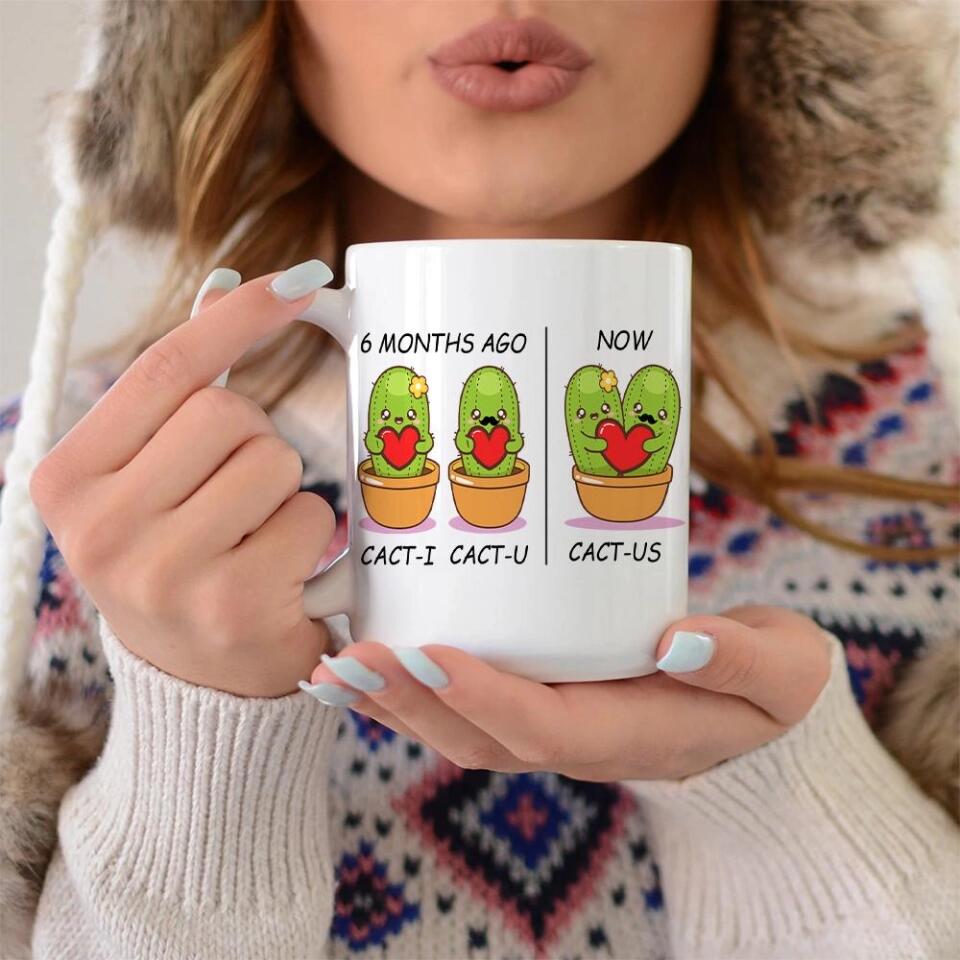 Cute Cactus Couple Cactus Custom Mug Anniversary Gift For Couple