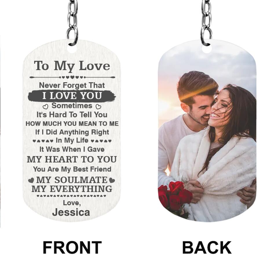 Personalized Valentine Gifts - My Soulmate My Everything - Custom Name and Photo - Personalized Steel Keychain