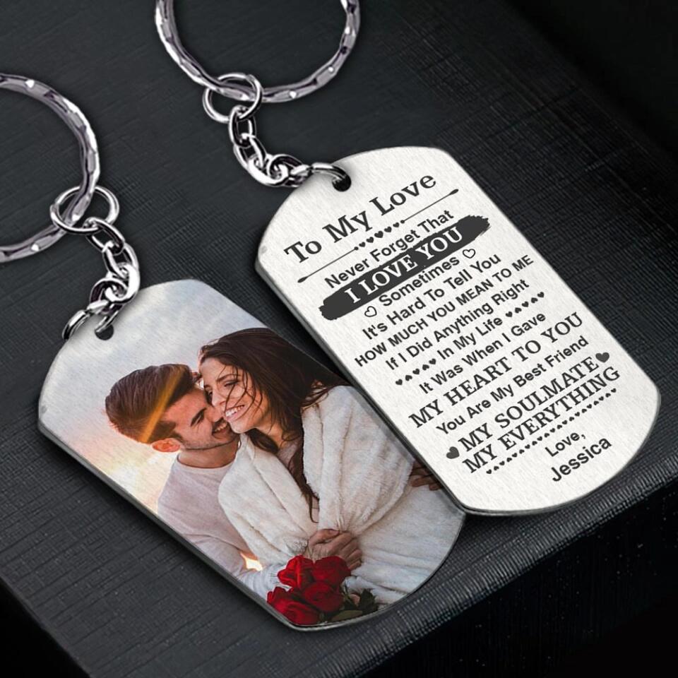 Personalized Valentine Gifts - My Soulmate My Everything - Custom Name and Photo - Personalized Steel Keychain