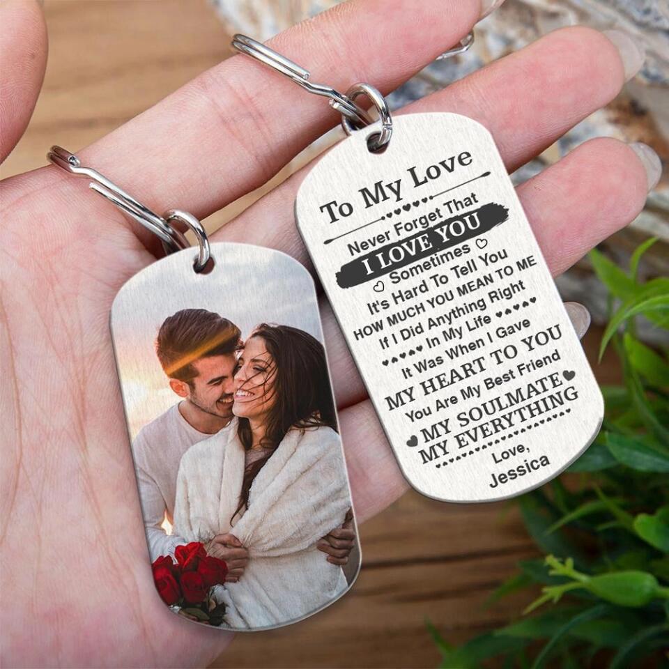 Personalized Valentine Gifts - My Soulmate My Everything - Custom Name and Photo - Personalized Steel Keychain