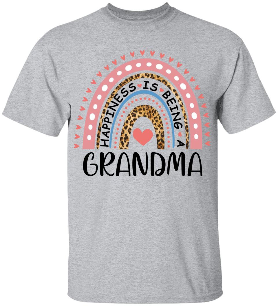 Rainbow Happiness Is Being A Grandma - Personalized T-Shirt - Birthday Gift for Grandma