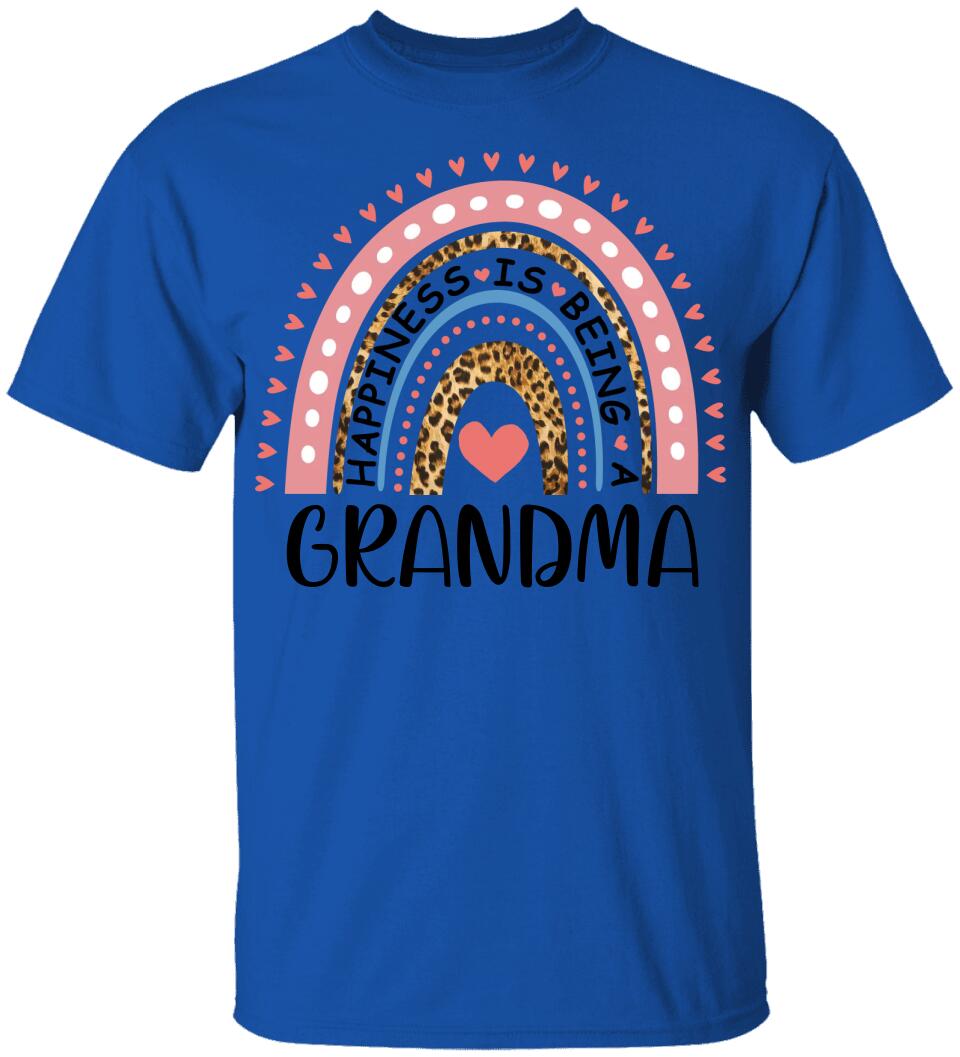 Rainbow Happiness Is Being A Grandma - Personalized T-Shirt - Birthday Gift for Grandma