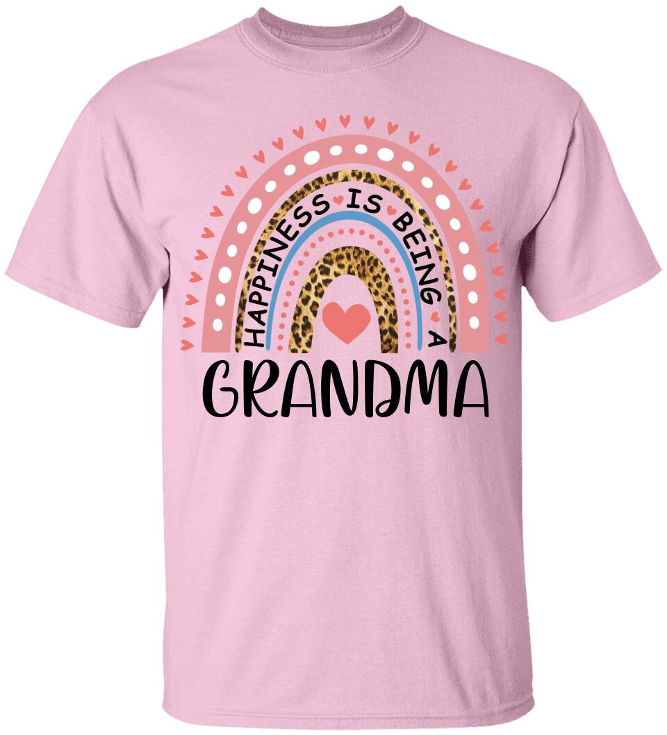 Rainbow Happiness Is Being A Grandma - Personalized T-Shirt - Birthday Gift for Grandma