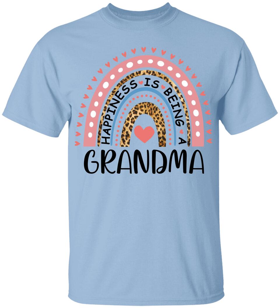 Rainbow Happiness Is Being A Grandma - Personalized T-Shirt - Birthday Gift for Grandma