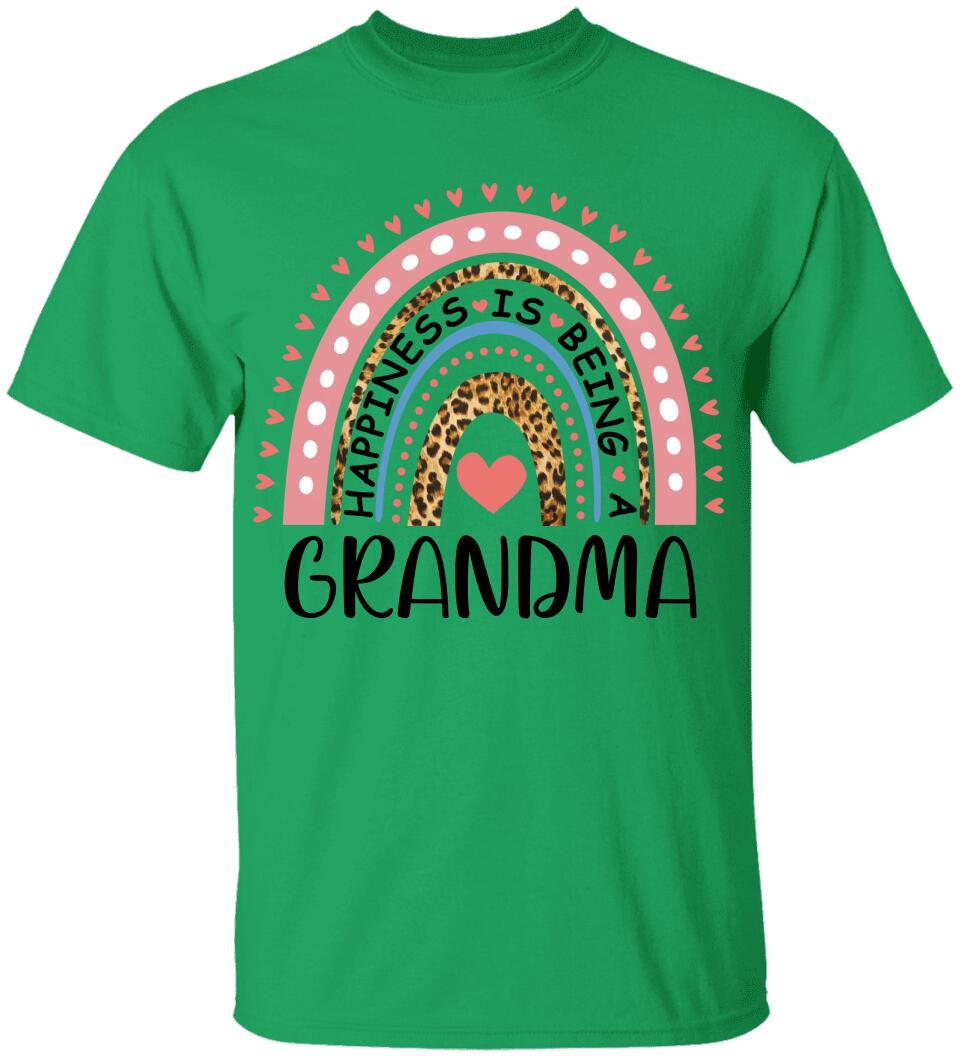 Rainbow Happiness Is Being A Grandma - Personalized T-Shirt - Birthday Gift for Grandma