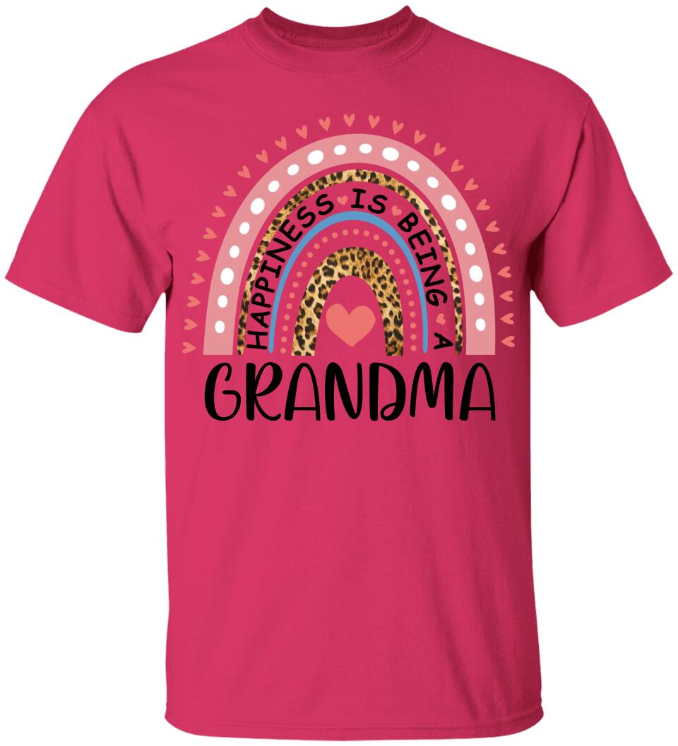 Rainbow Happiness Is Being A Grandma - Personalized T-Shirt - Birthday Gift for Grandma