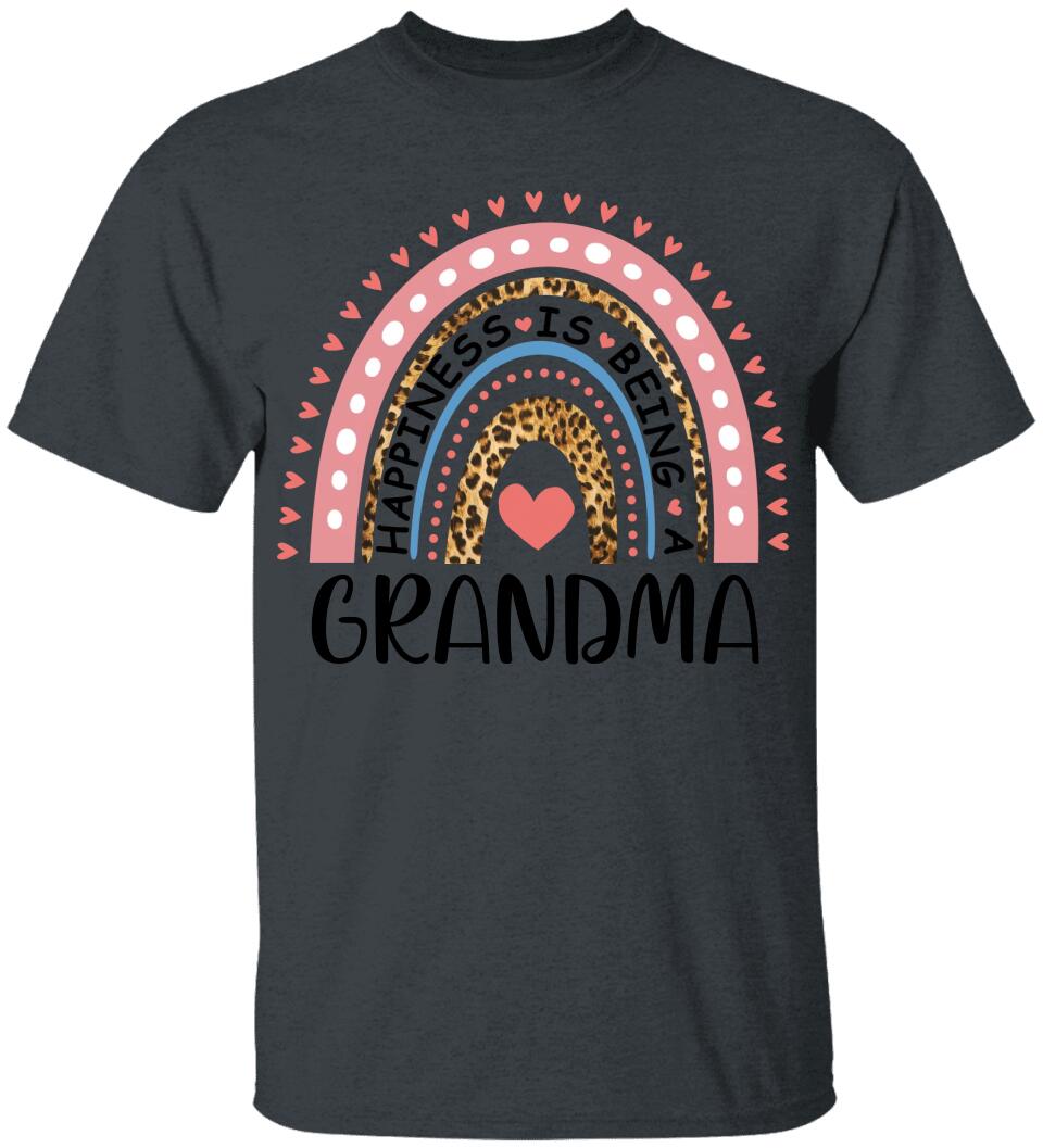 Rainbow Happiness Is Being A Grandma - Personalized T-Shirt - Birthday Gift for Grandma