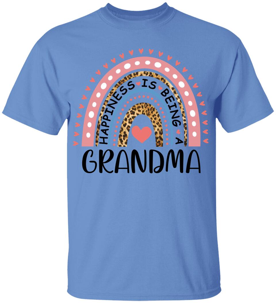 Rainbow Happiness Is Being A Grandma - Personalized T-Shirt - Birthday Gift for Grandma