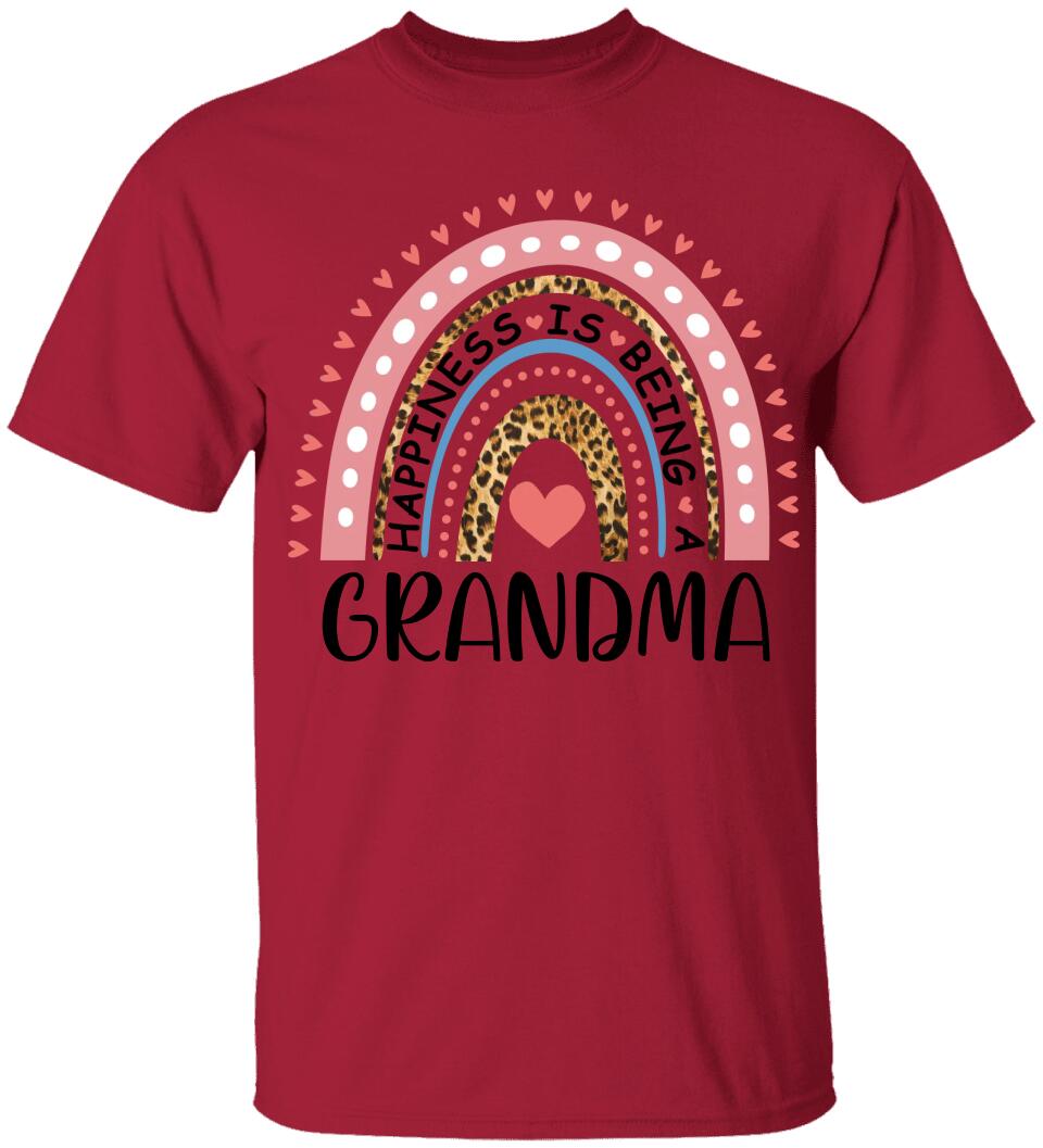 Rainbow Happiness Is Being A Grandma - Personalized T-Shirt - Birthday Gift for Grandma