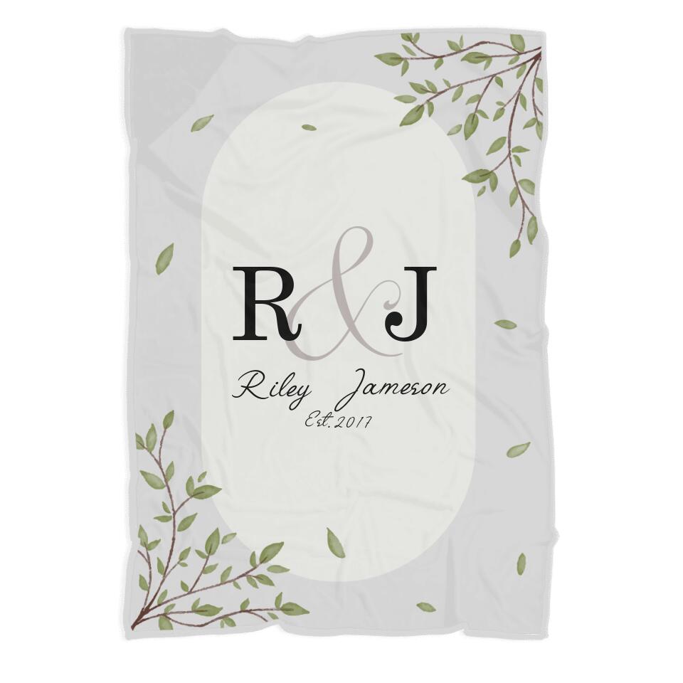 Custom First Letter, Name And Year - Personalized Blanket - Anniversary Gift For Couples