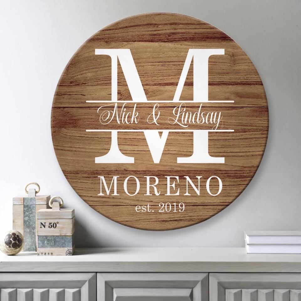 Couple Wooden Sign Name With Amazing Font Style - Personalized Round Wooden Sign - Anniversary Gift For Him