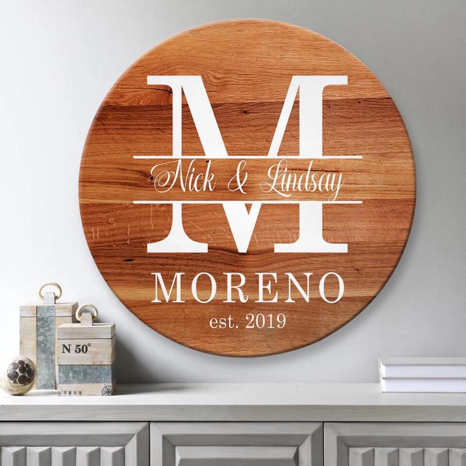 Couple Wooden Sign Name With Amazing Font Style - Personalized Round Wooden Sign - Anniversary Gift For Him