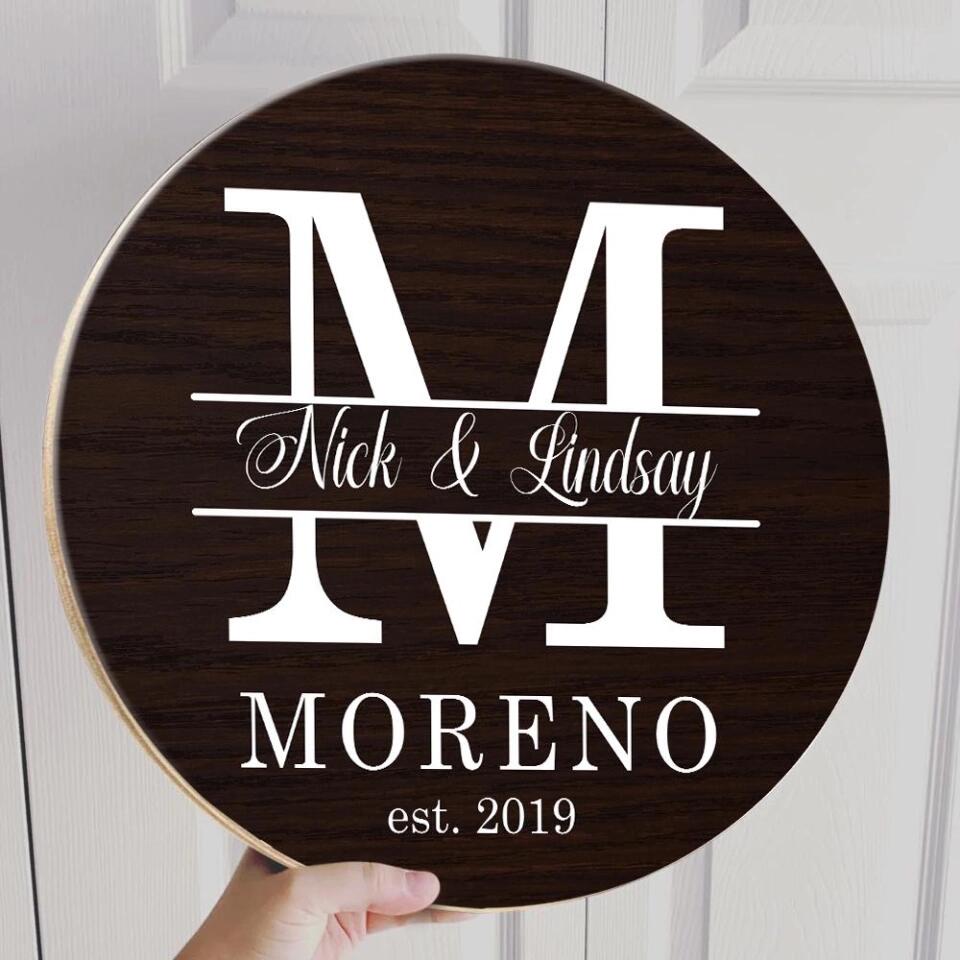 Couple Wooden Sign Name With Amazing Font Style - Personalized Round Wooden Sign - Anniversary Gift For Him