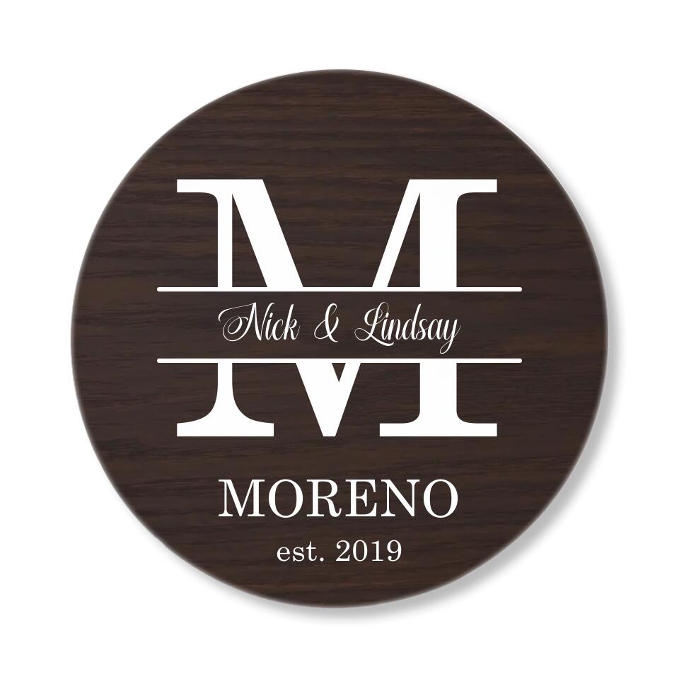 Name With Amazing Font Style - Personalized Round Wooden Sign - Anniversary Gift For Him