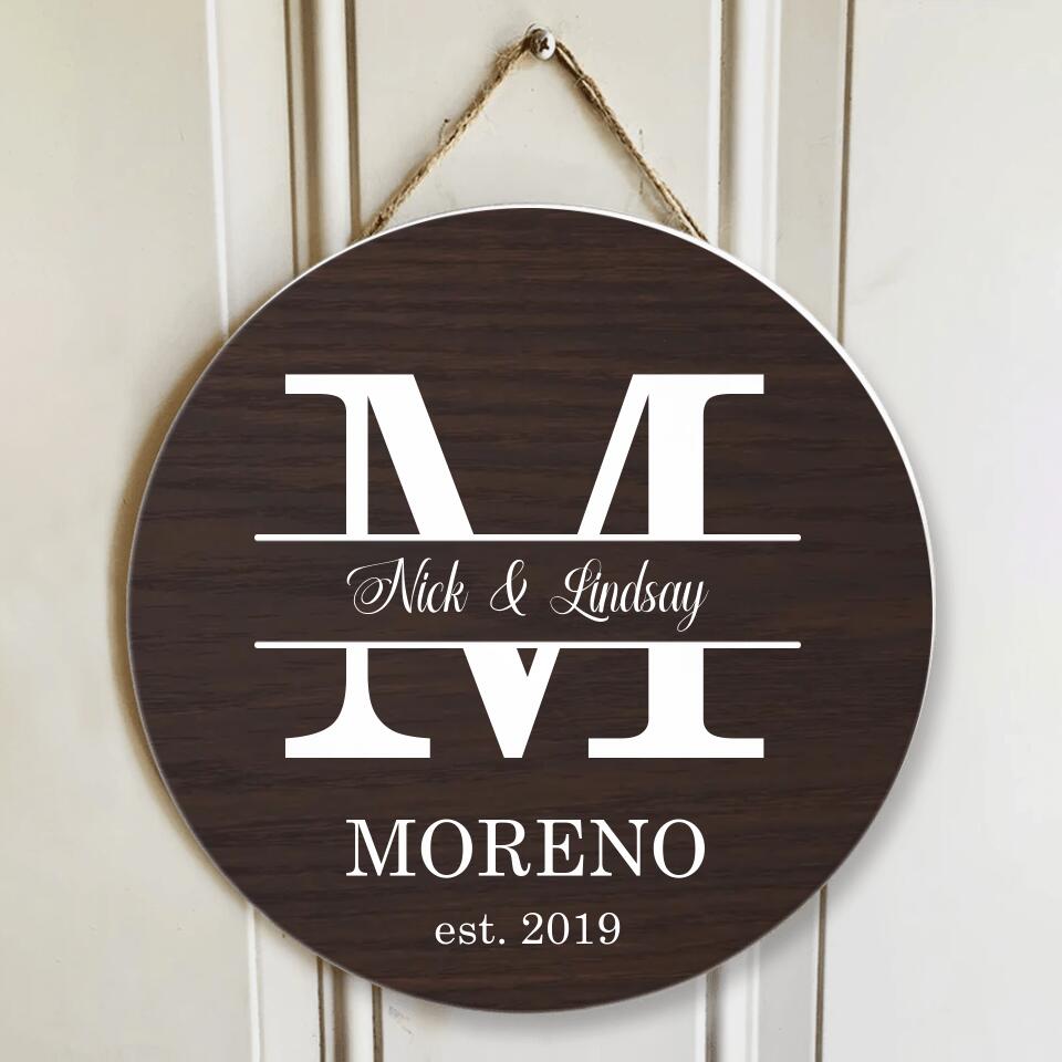 Couple Wooden Sign Name With Amazing Font Style - Personalized Round Wooden Sign - Anniversary Gift For Him