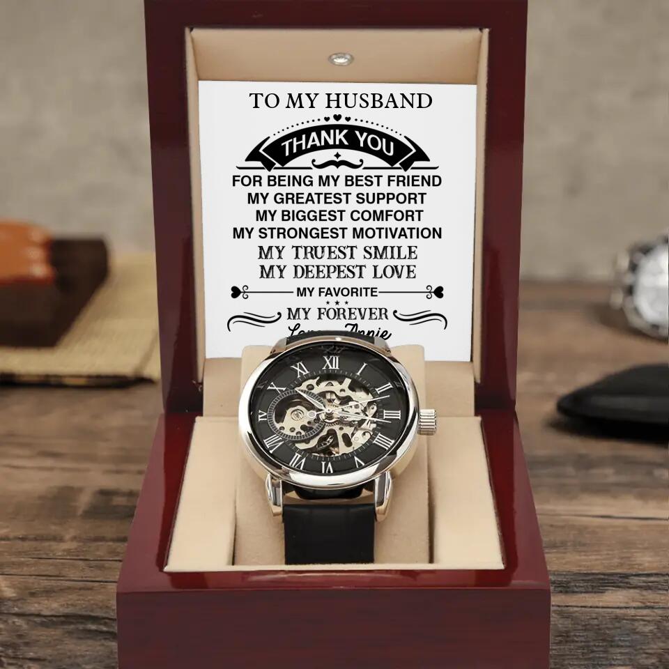Thank You For Being My Best Friend - Personalized Luxury Men's Watch With Box and Message Card -Best Luxury Gifts For Him - 208IHPTHWA036