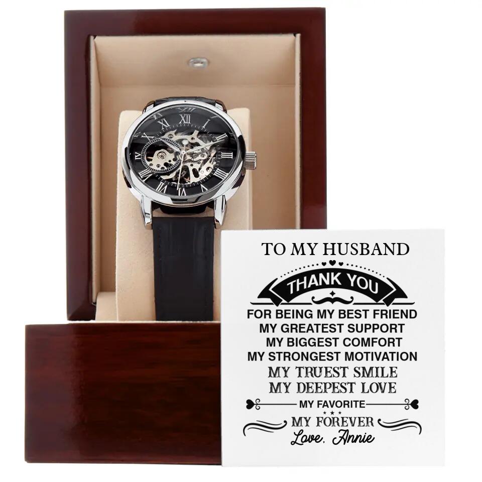Thank You Husband For Being My Best Friend Personalized Men's Watch