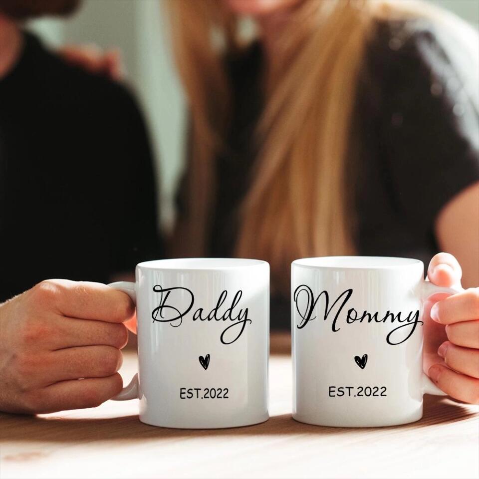 Mommy And Daddy Mugs Pregnancy Announcement Custom Mug