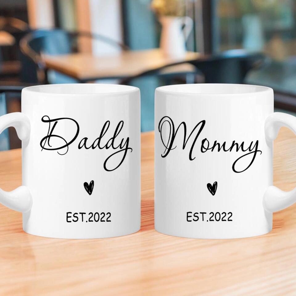 Mommy And Daddy Mugs Pregnancy Announcement Custom Mug