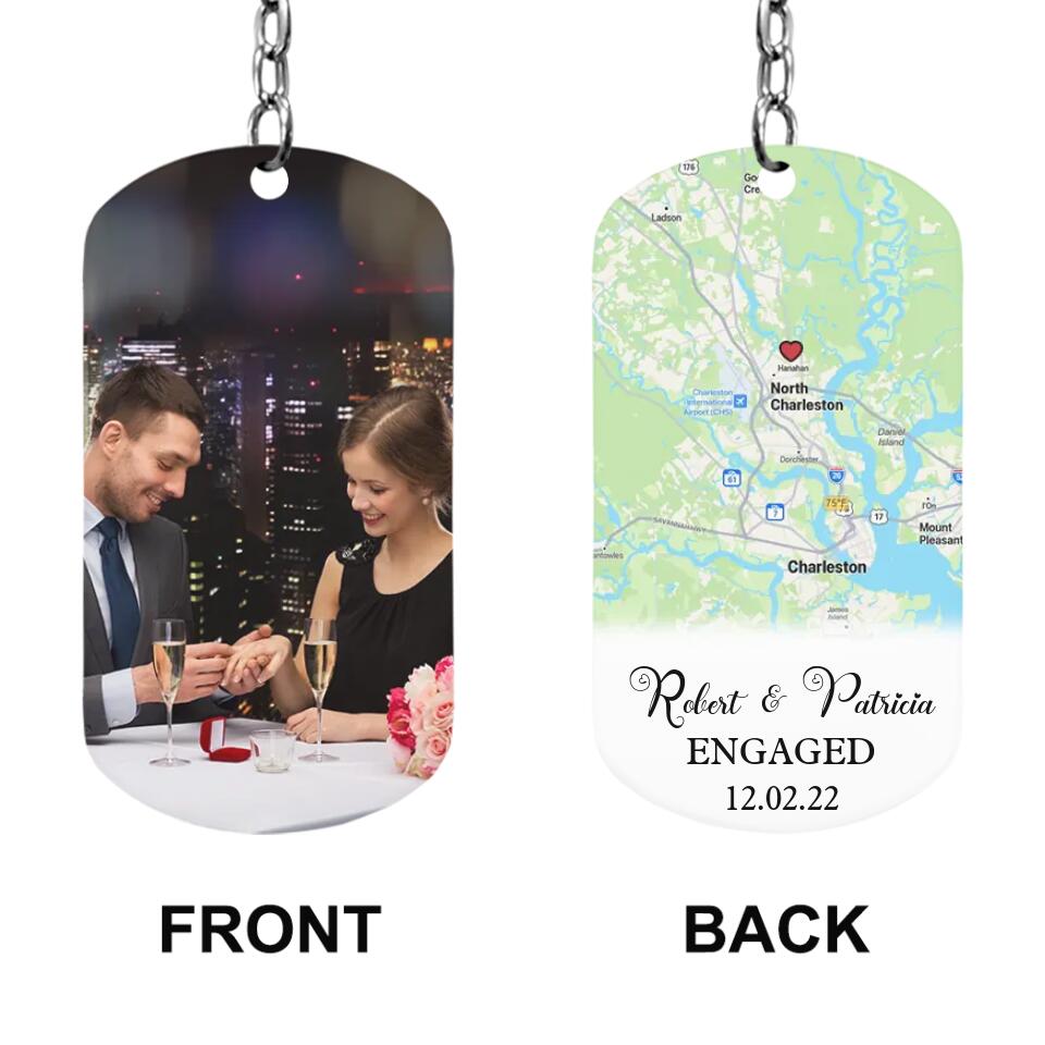 Where We Met - First Date Engaged - Location Print Map Personalized Keychain