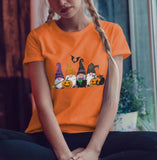 Pumpkin Black Cat And Broom Stick T-shirt