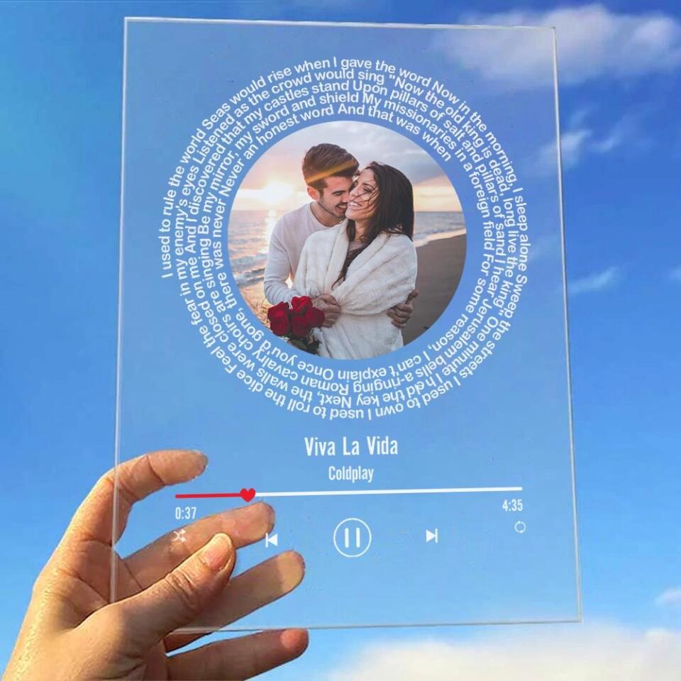 Happy Couple With Song Lyrics - Personalized Acrylic Plaque - Gift For Couple On Anniversary