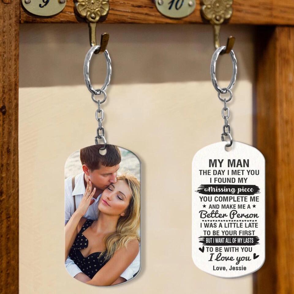 The Day I Met You I Found My Missing Piece - Personalized Keychain Custom Photo - Gifts For Husband, Boyfriend, Lovers