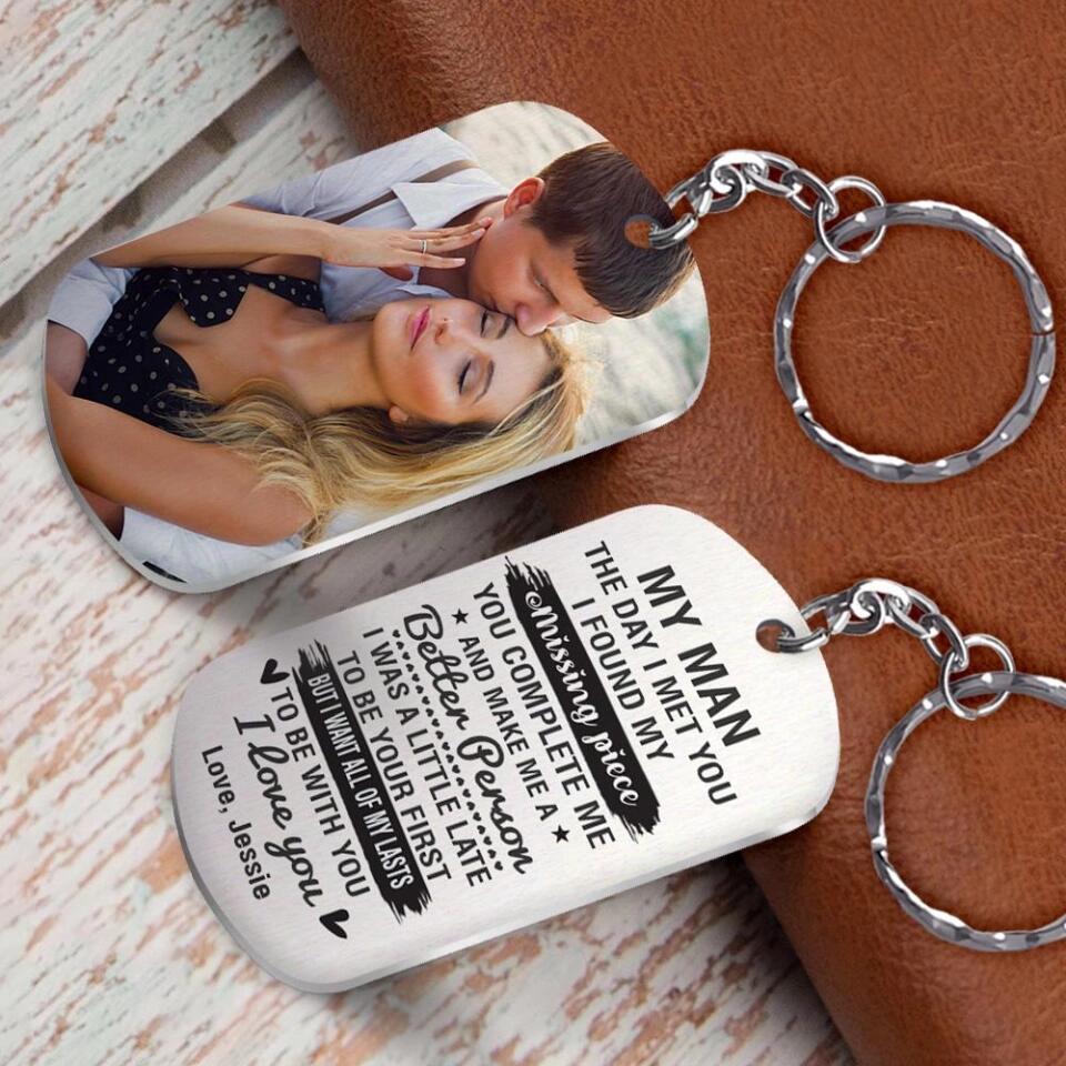 The Day I Met You I Found My Missing Piece - Personalized Keychain Custom Photo - Gifts For Husband, Boyfriend, Lovers